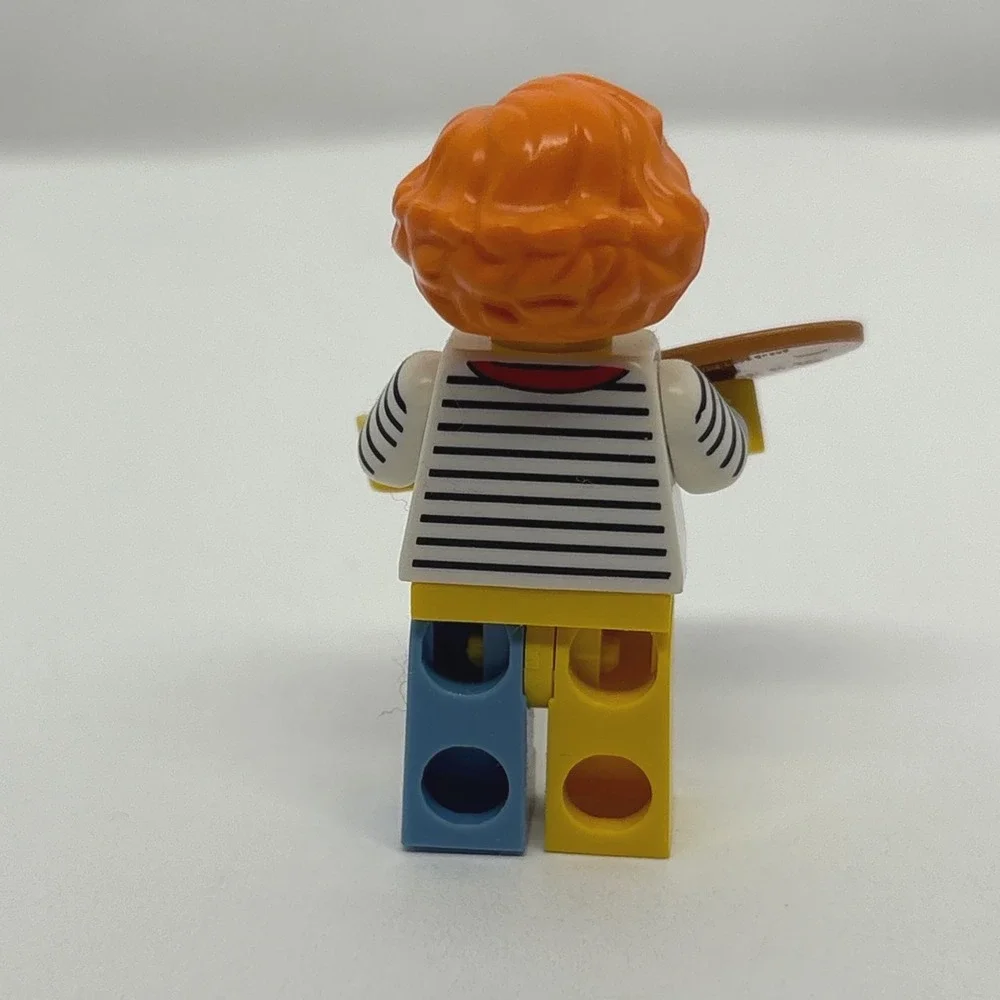 LEGO Female Artist Minifigure Orange Hair Striped Shirt Paint Palette Redhead